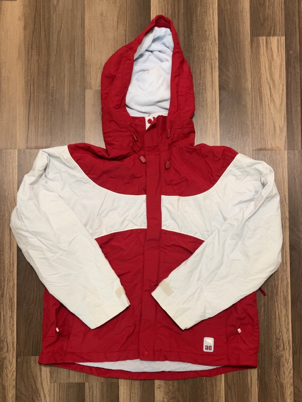 Vintage AMERICAN EAGLE AE77 Performance Hooded Jacket Mens XL Red White Coat